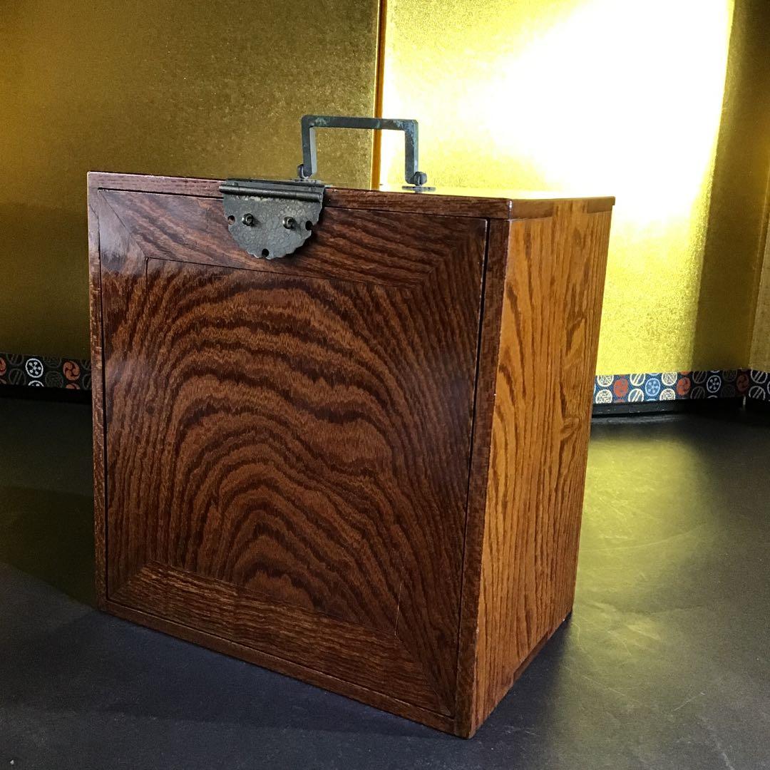 欅玉杢　野点重箱　差物師重箱　酒器付　明治期. B-2