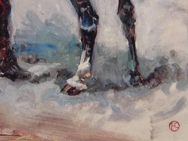 トゥールーズ・ロートレック、馬に鞍をつける砲兵、希少画集画