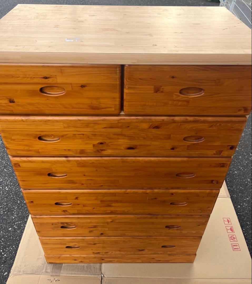 パイン材　木製 六段チェスト ハイチェスト タンス 洋服 収納 箪笥