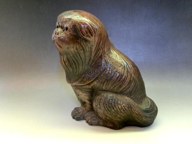 置物■古備前 犬 ちん 江戸時代 オブジェ 戌 古美術 時代物 骨董品■