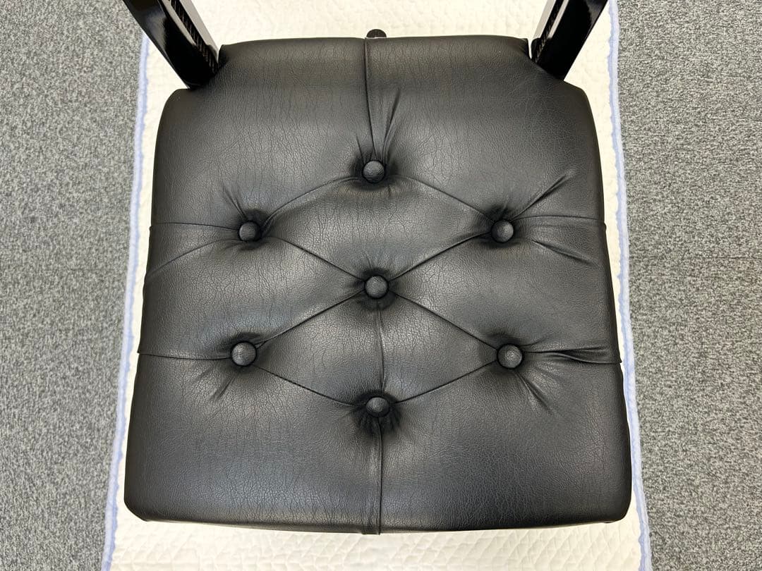 トムソン椅子　高級座面　背もたれ付き高低椅子　ピアノ椅子