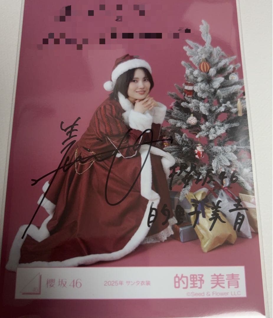 的野美青 櫻坂46 2025年 サンタ 生写真 直筆サイン
