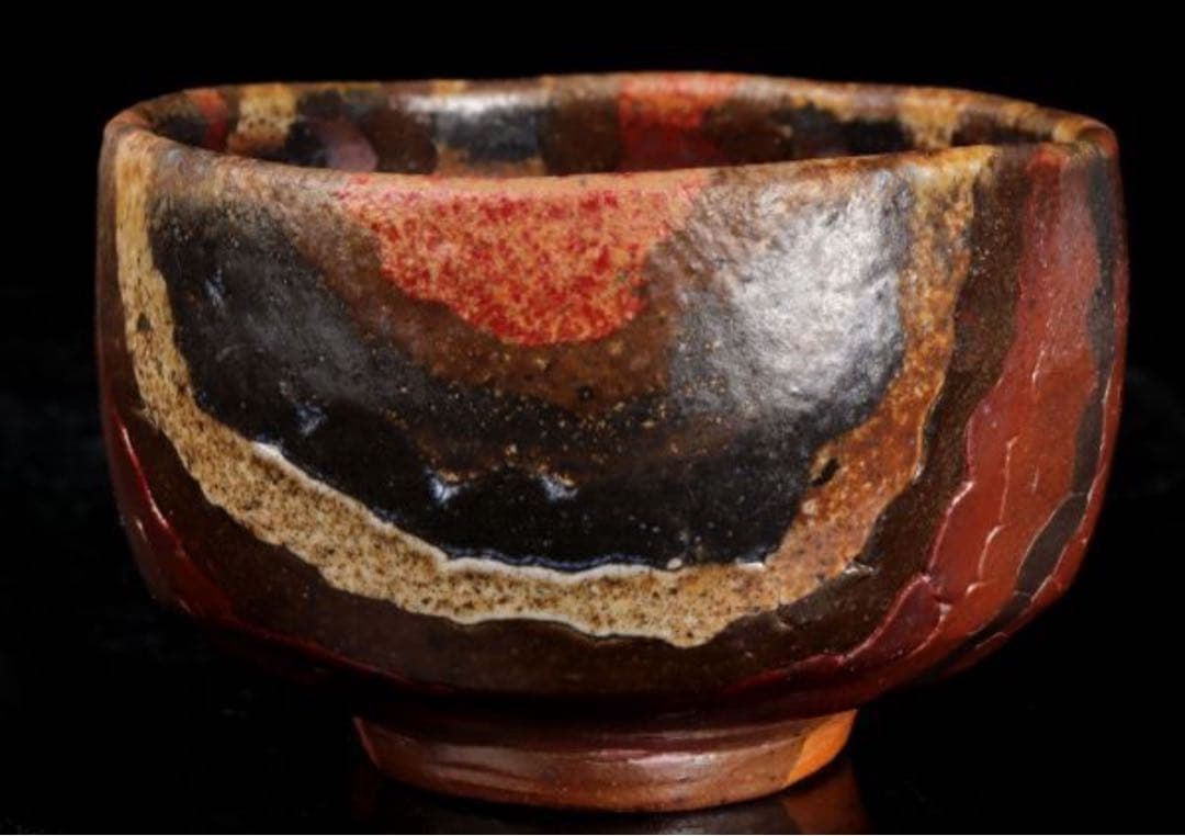 山本出『備前練込茶碗』 備前　茶碗 父 人間国宝 山本陶秀 保証品 茶道具