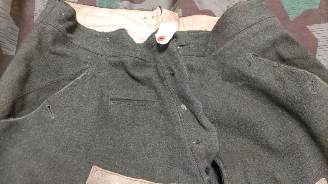 【実物】WWⅡドイツ軍騎兵下士官乗馬ズボン☆革当て付き☆コレクション用