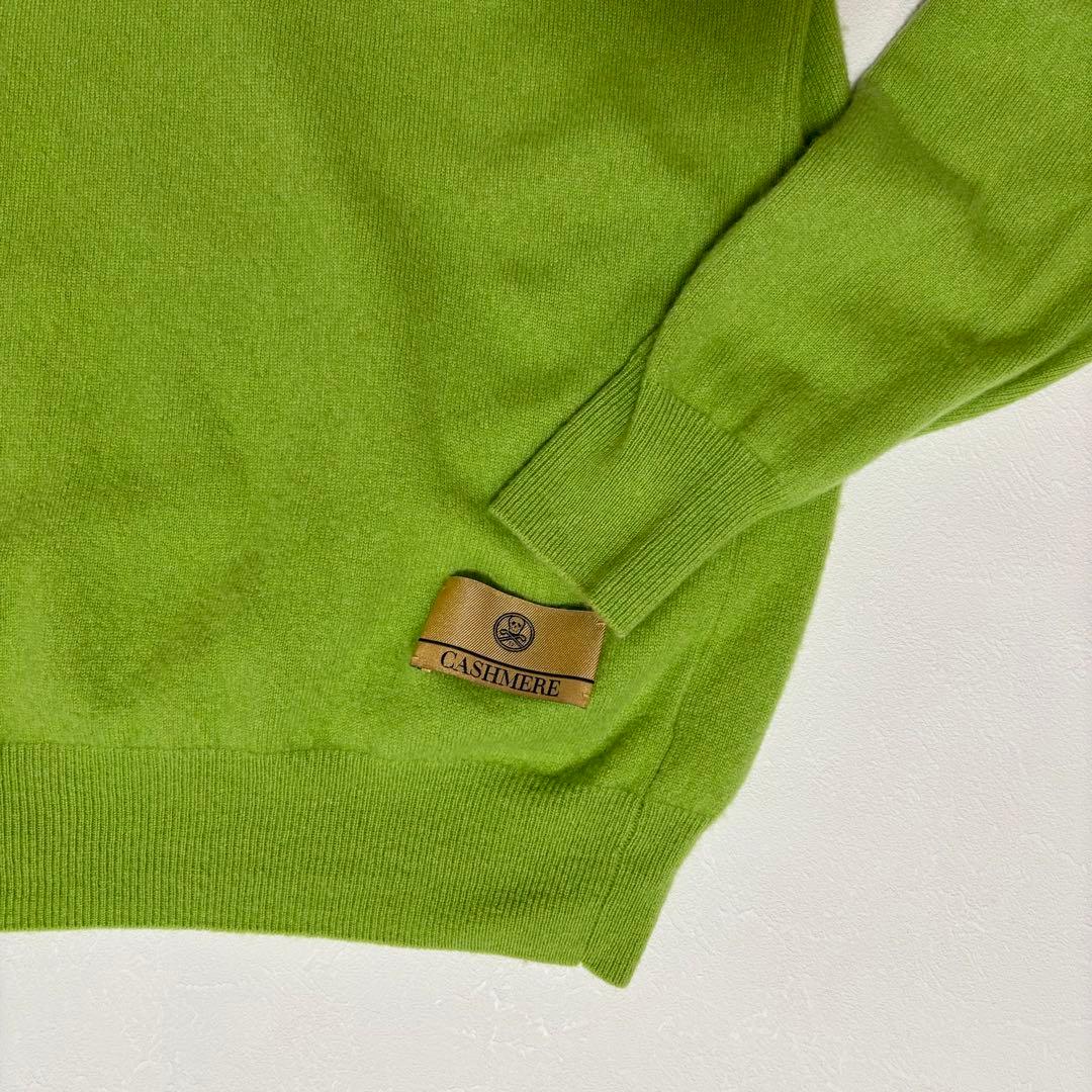 マークアンドロナ カシミヤ100％ タートルネックニット グリーン 46 ゴルフ