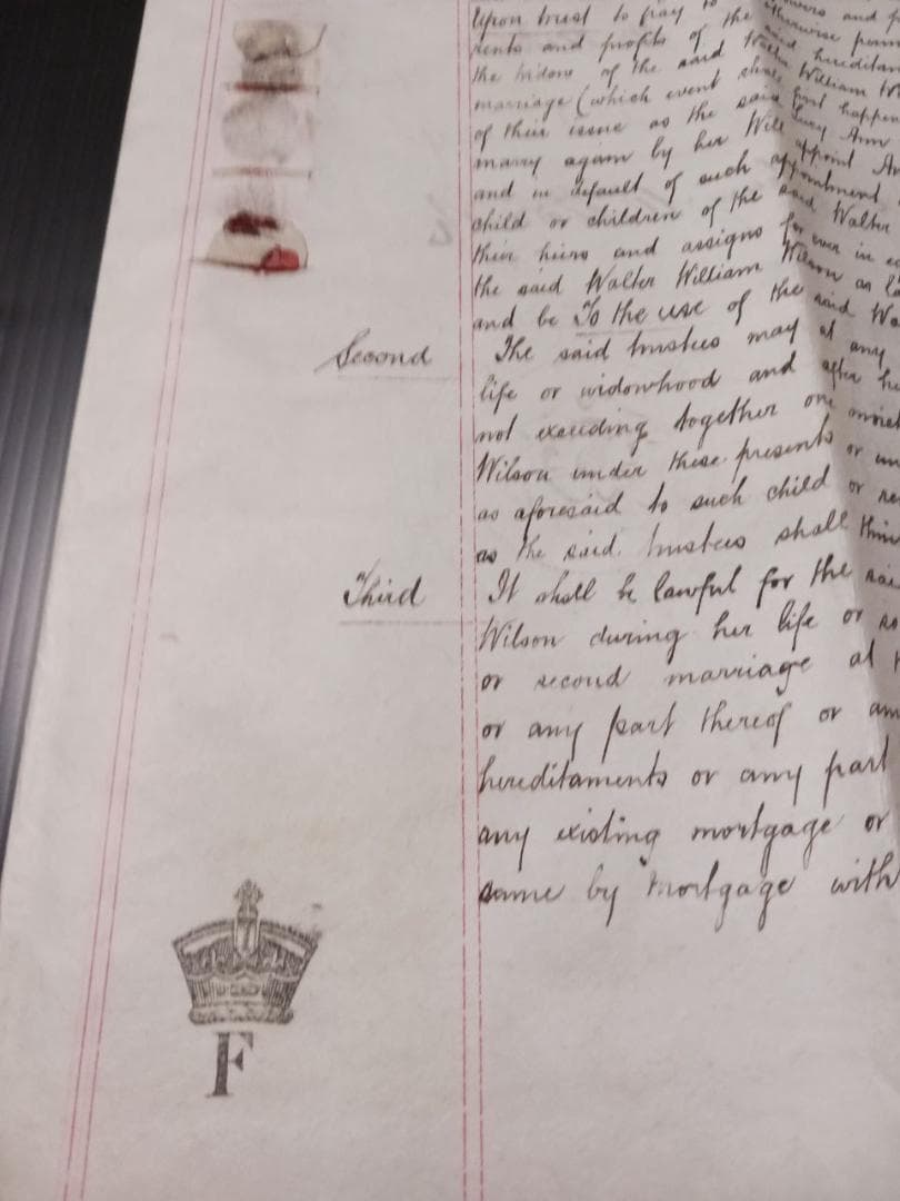 1891年 英国 アンティーク書類 蝋封付 手書き文書 英国王室印