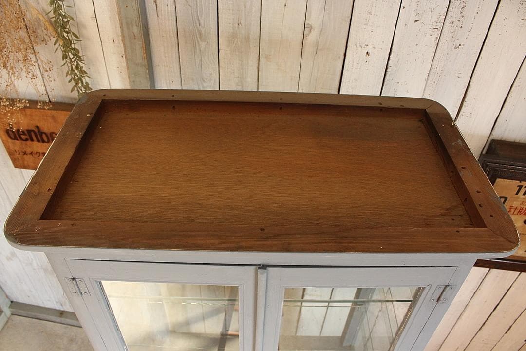 古い木枠ガラスケース　ケビント　ドクターキャビネット