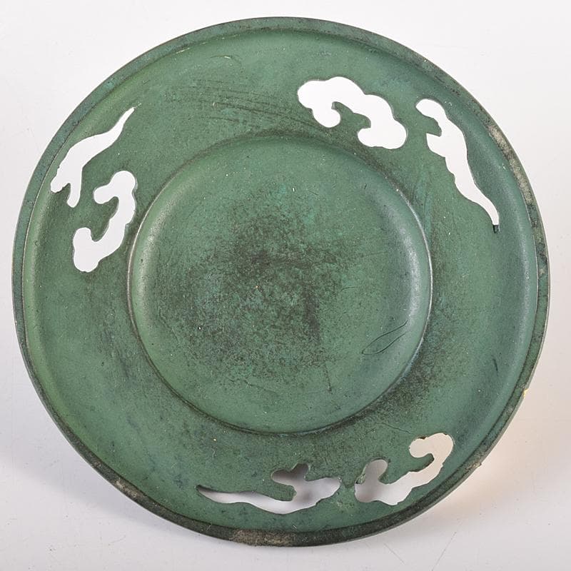 平安　秦蔵六造　塗金銅香炉　「瑞雲」　共箱　D　R7792