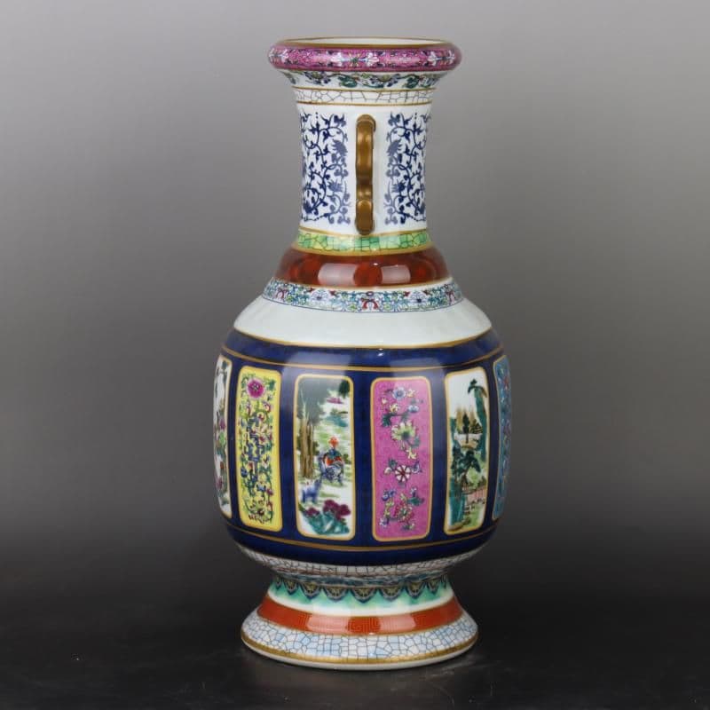 清乾隆蒔金琺瑯彩花鳥磁器王瓶 景徳鎮 陶磁器 装飾品 工芸品 美術品 置物