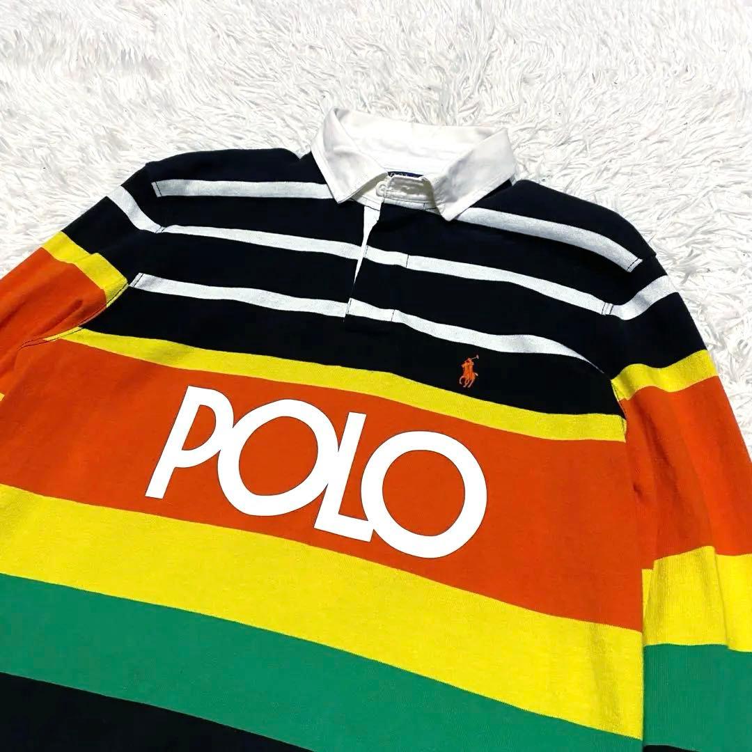 【美品】 現行 ポロラルフローレン ラグビーシャツ　マルチカラー 刺繍　ポニー