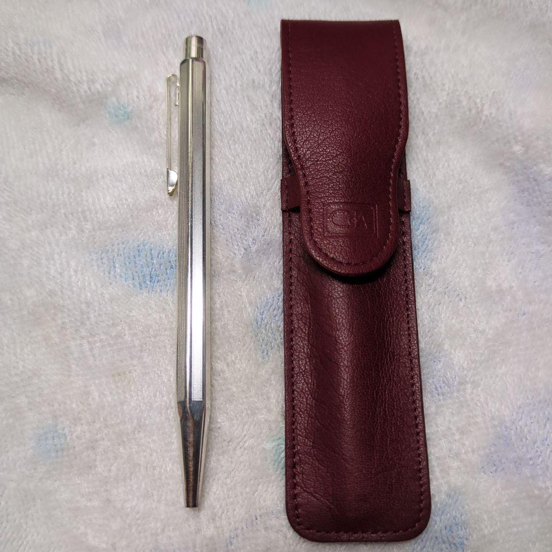 値下げ CARAN d'ACHE ボールペン シルバー レザーケース付き
