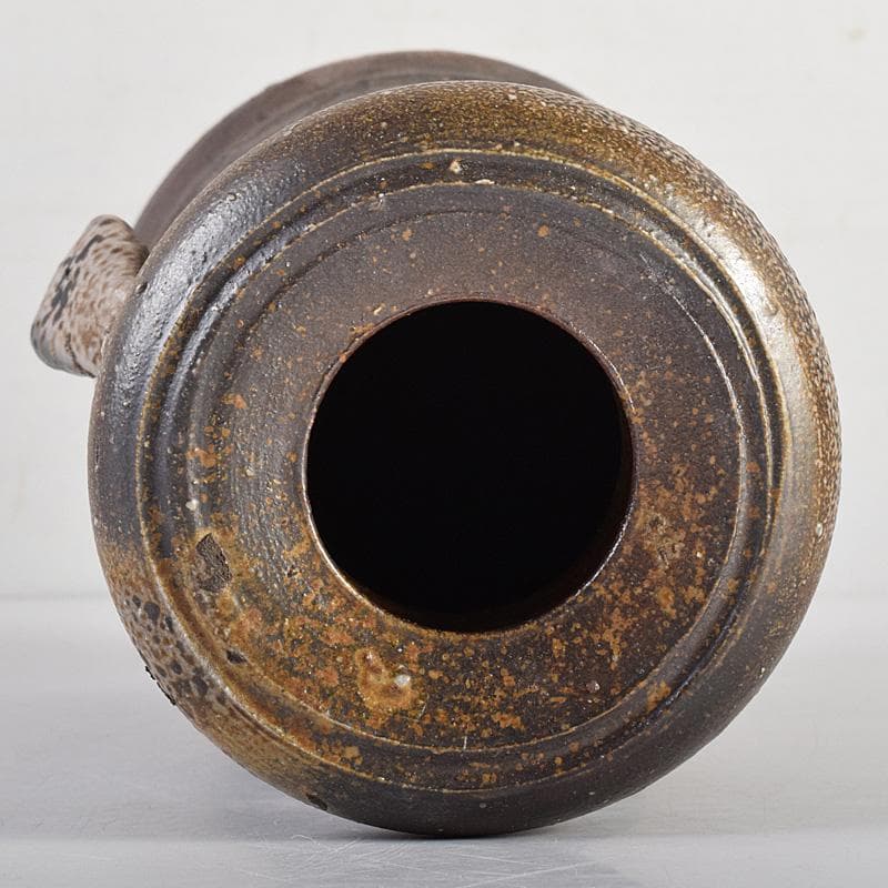 備前焼　人間国宝　金重陶陽作　花入　共布　道明識箱　D　R8519B