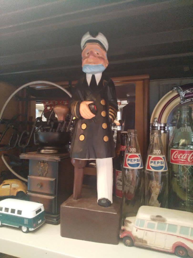 昭和レトロ、アンティーク 木彫りマドロス人形 大型サイズ