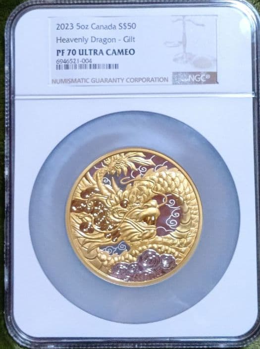 ngc 2023　PF70 Ultra Cameo　天龍　5オンス　銀貨　限定品