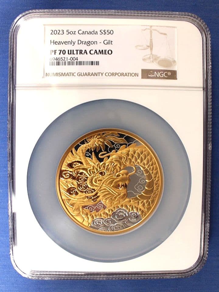 ngc 2023　PF70 Ultra Cameo　天龍　5オンス　銀貨　限定品