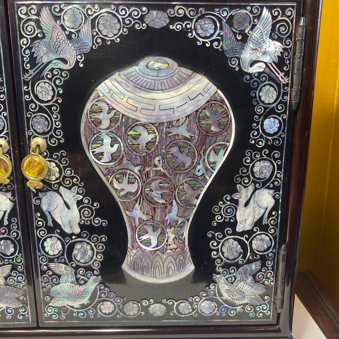 螺鈿，貝殻細工，宝石入り，小物入り，化粧箱、アクセサリーケース