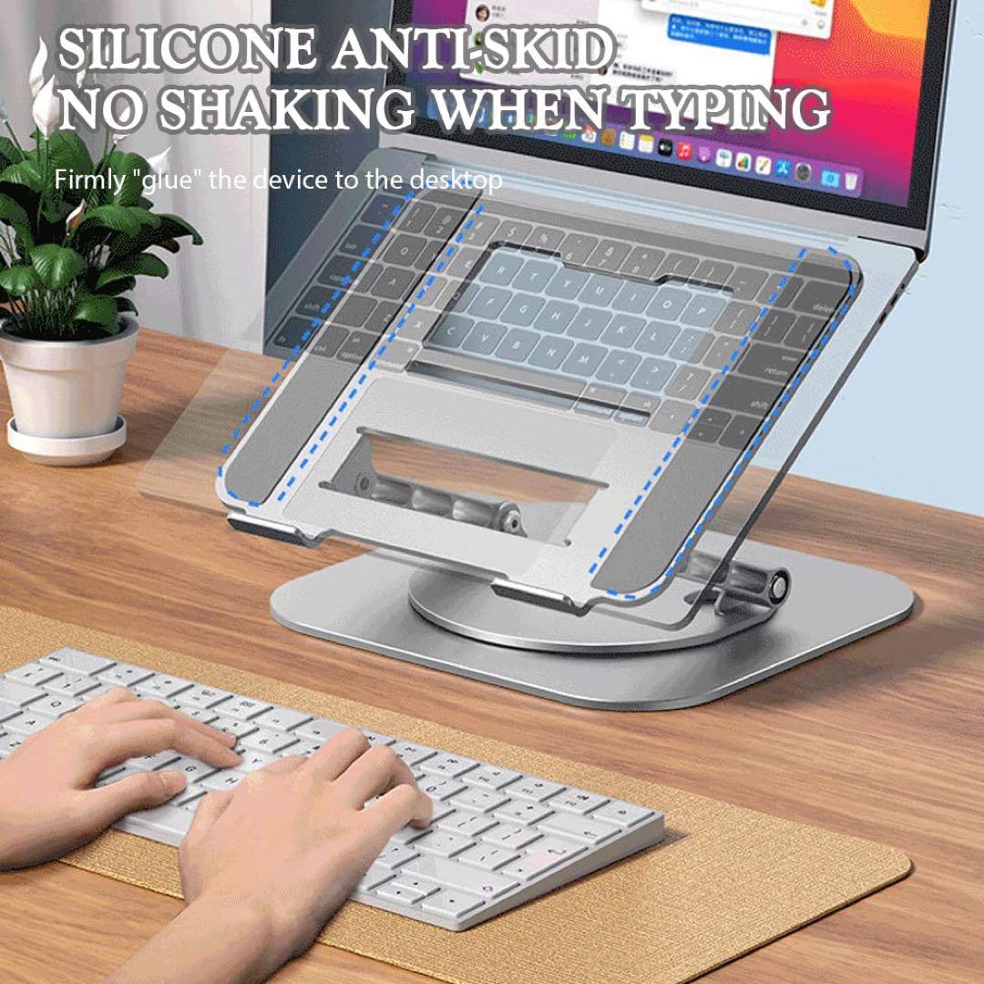 ノートパソコンスタンド 回転ブラケット 360 折りたたみ式シルバー