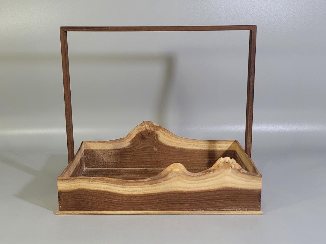 茶道具 京漆 普賢造 手付 桑 遠山 煙草盆 共箱 美品 DT394