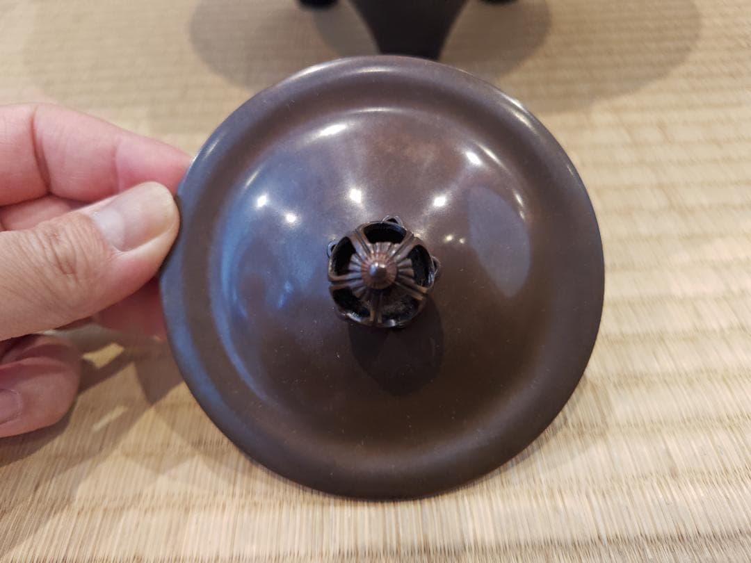 送料込【逢絢亭】茶道具 朝鮮風炉 唐銅 畠春斎釜添 風炉師 般若勘渓 共箱入り