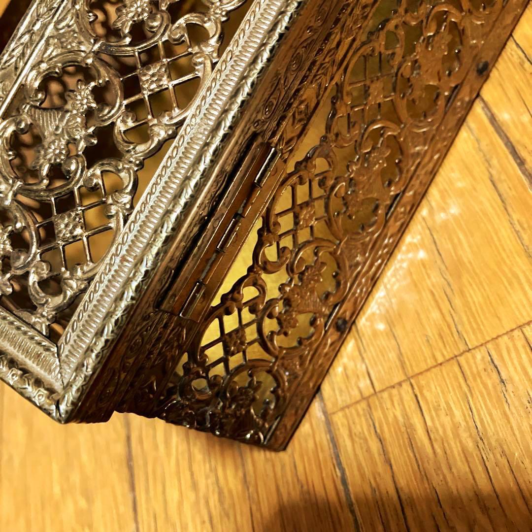 MATSON マトソン バラ アンティーク 金 ゴールド ティッシュケース 花