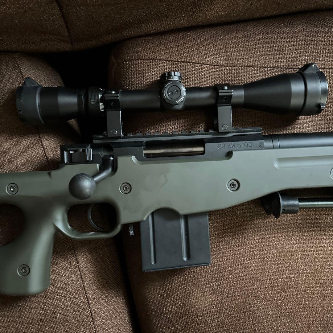 東京マルイ　L96 AWS グリーン　スコープ　バイポッド　赤井　スナイパー