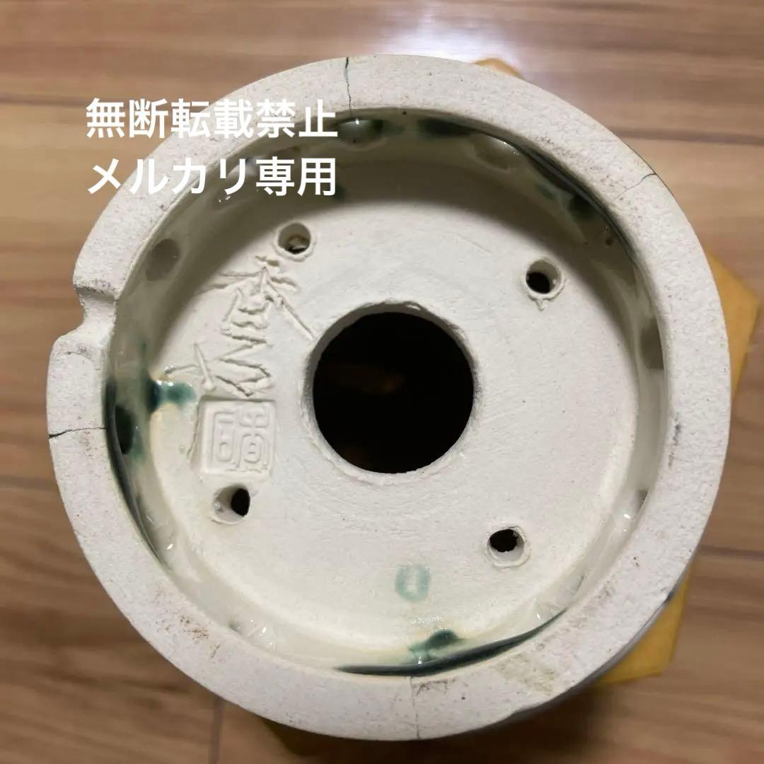 盆栽鉢　丸鉢　桑津香石　植木鉢　山野草　絵鉢