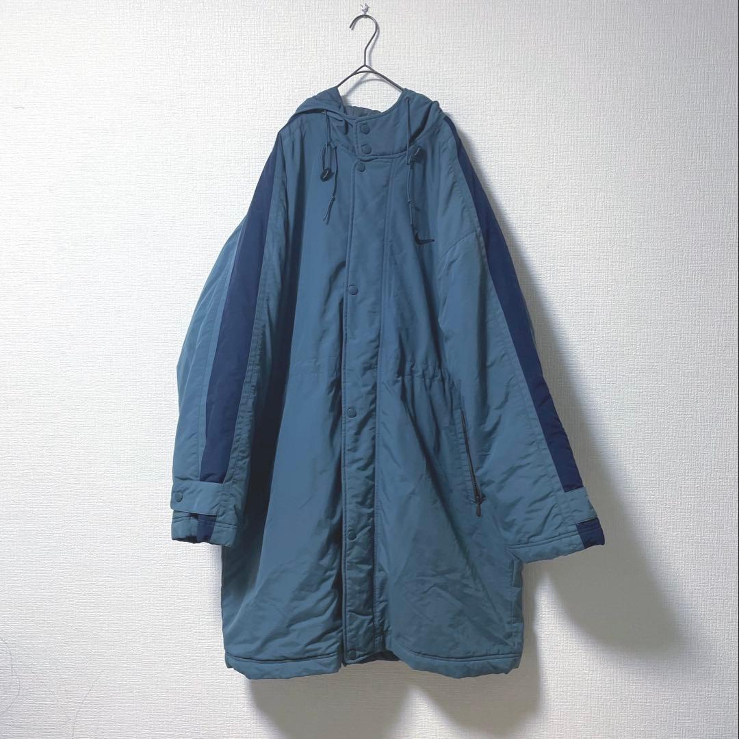 【稀少】90s 銀タグ NIKE ナイキ　刺繍　ベンチコート　キルティング　XL