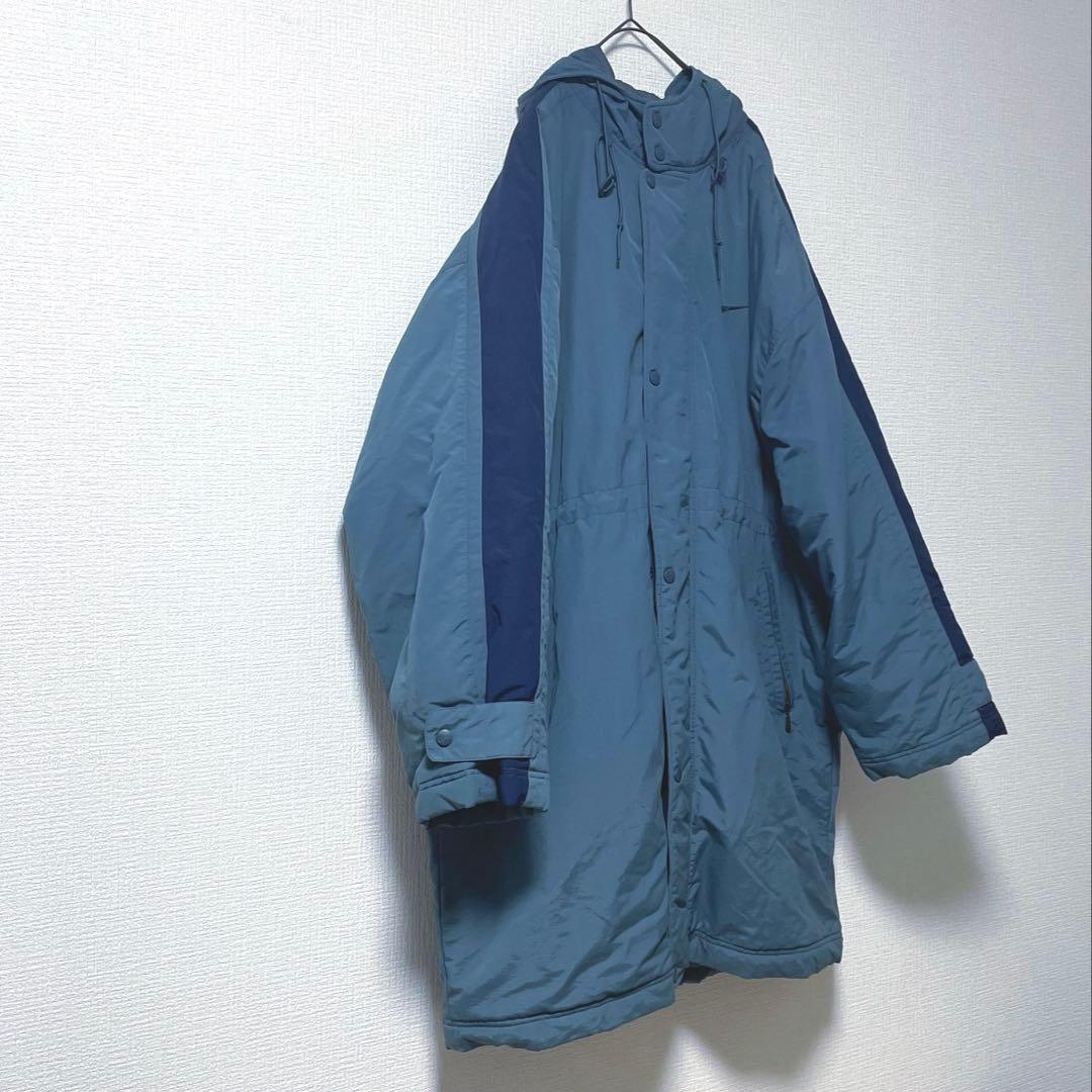 【稀少】90s 銀タグ NIKE ナイキ　刺繍　ベンチコート　キルティング　XL