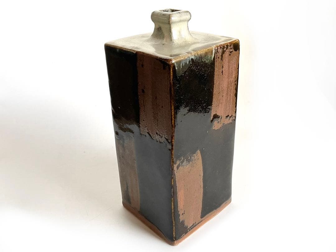 陶芸家　人間国宝　浜田庄司　？　濱田庄司　角瓶　鉄釉　花瓶　花入　民芸　民藝