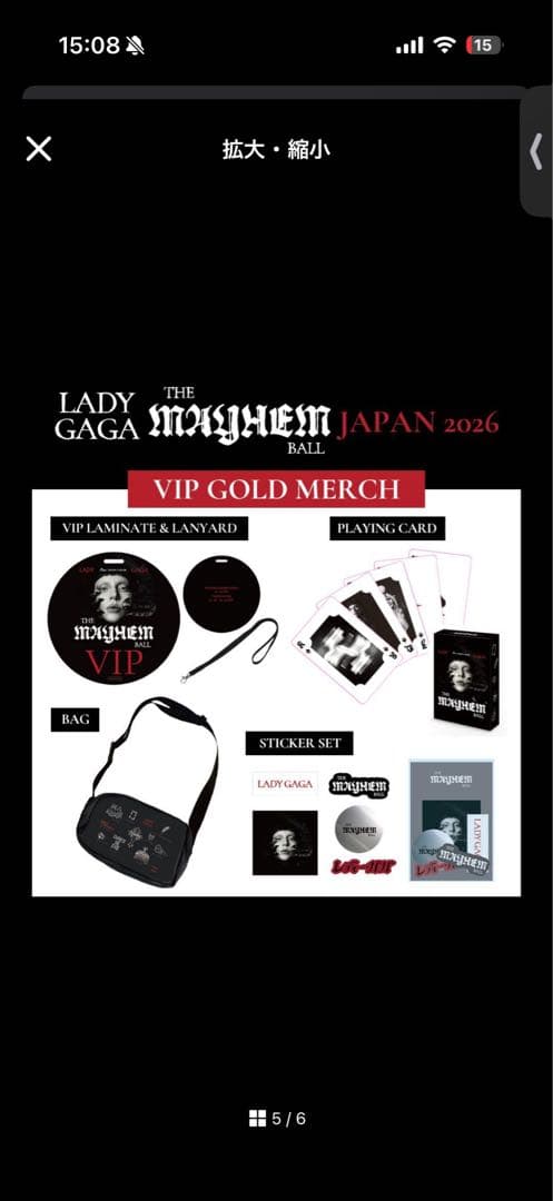 レディーガガ　ライブ　The Mayhem Ball 2026VIP GOLD