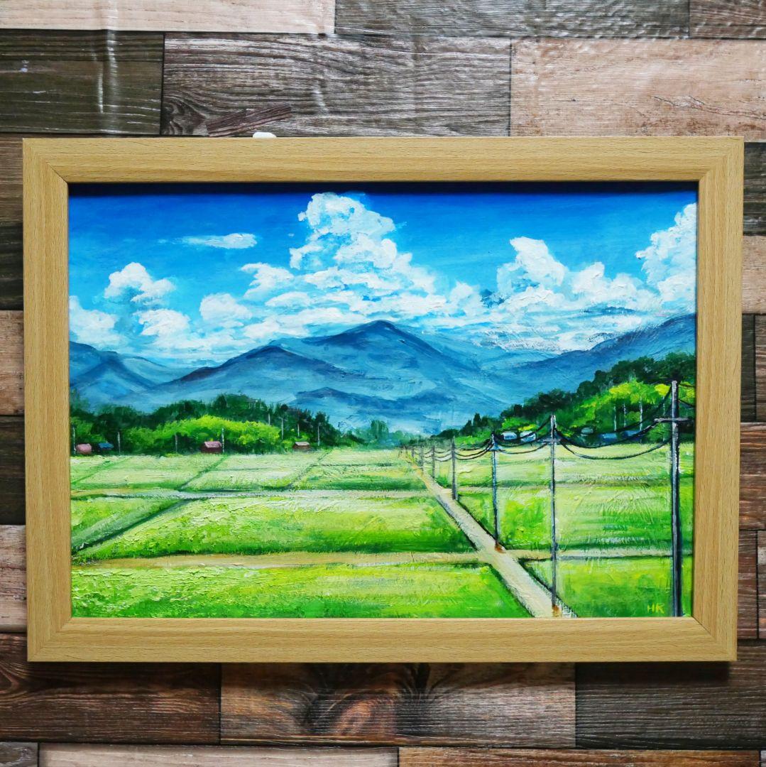 油絵 絵画 【真夏の田んぼ】