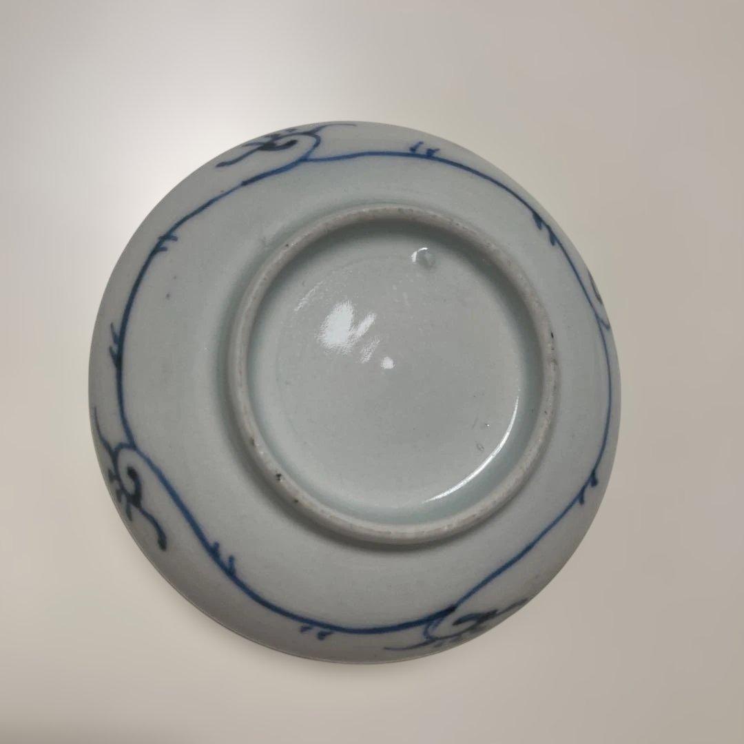 古伊万里　 微塵唐草　骨董　アンティーク おちょこ　豆皿　2点セット