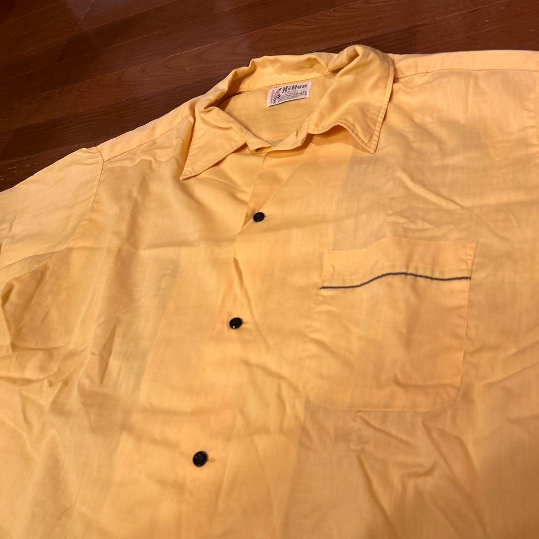 70s Hilton ボーリング シャツ イエロー 古着 アメカジ USA製