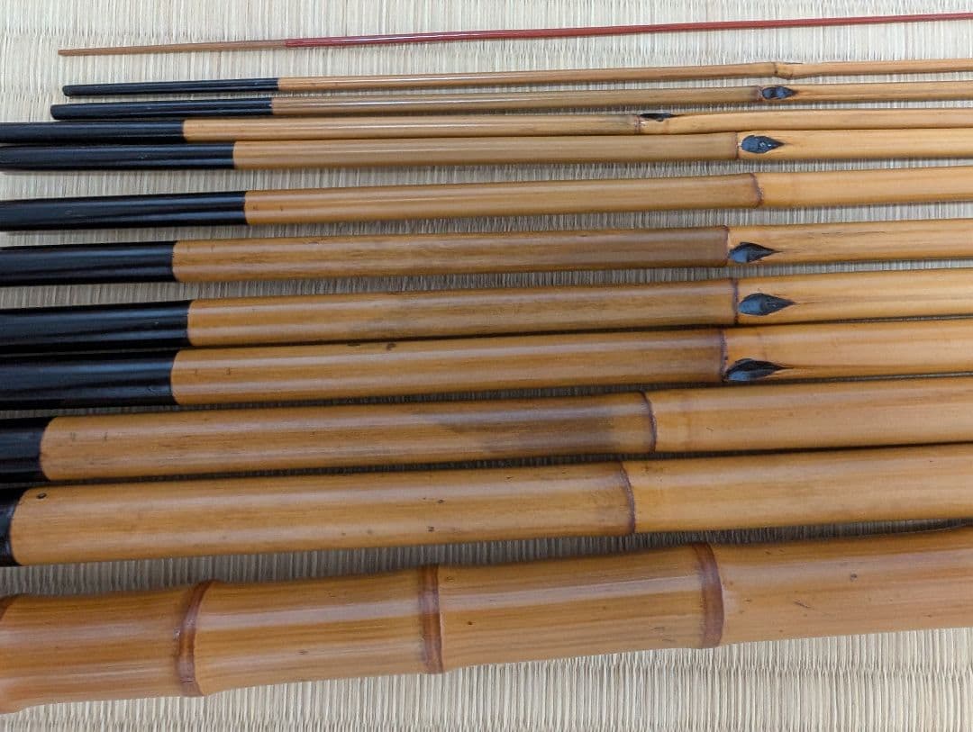 小継ぎ竹竿　銘「竿福」12尺　 継ぎ数12本　３本仕舞　40ｃｍ