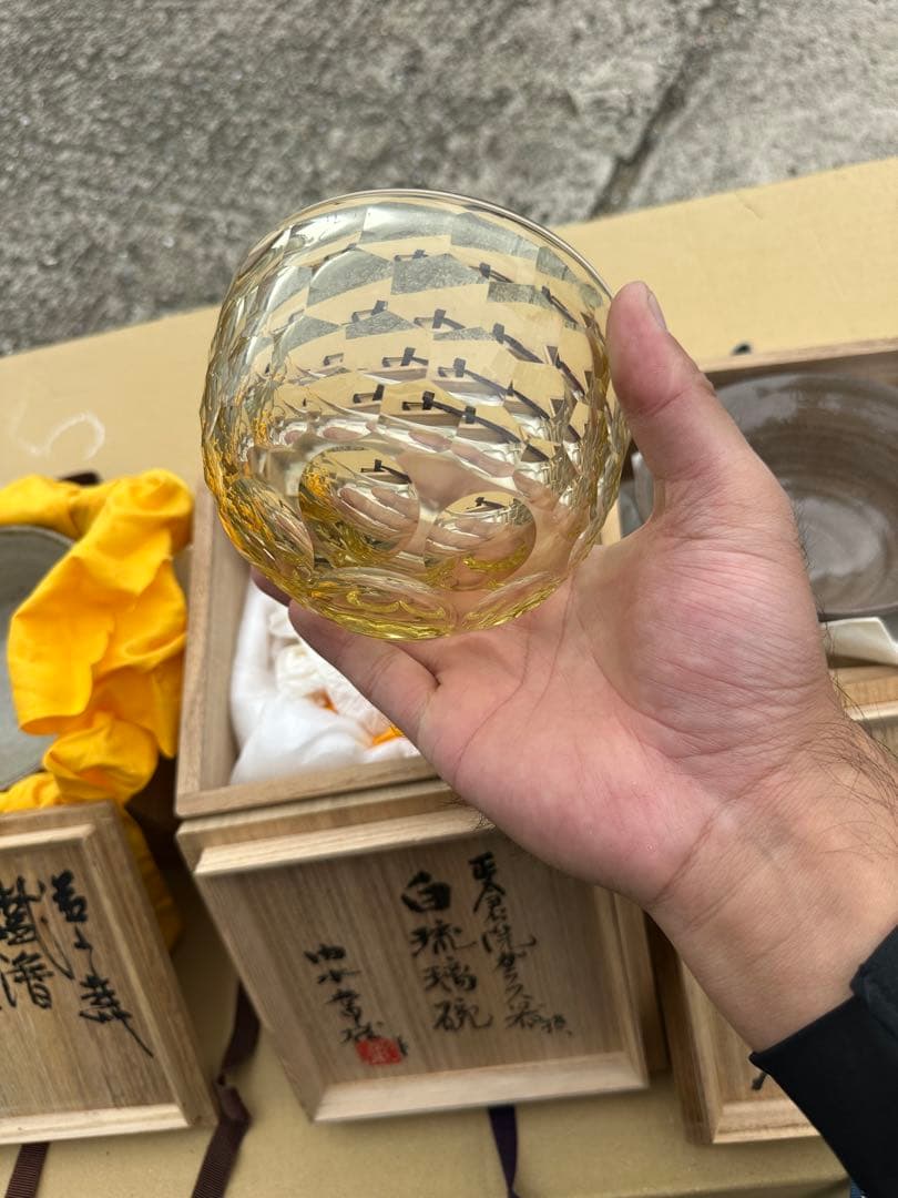 t*n様 茶道具 茶碗セット（灰色・琉球ガラス・白磁）