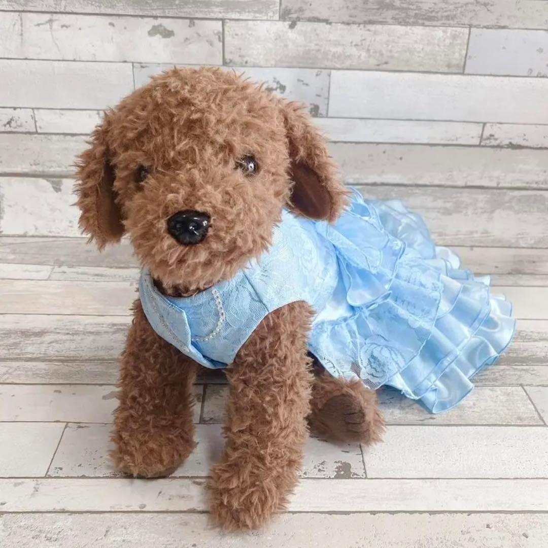 犬のウェディングドレス✨カラードレス 水色 M 犬服
