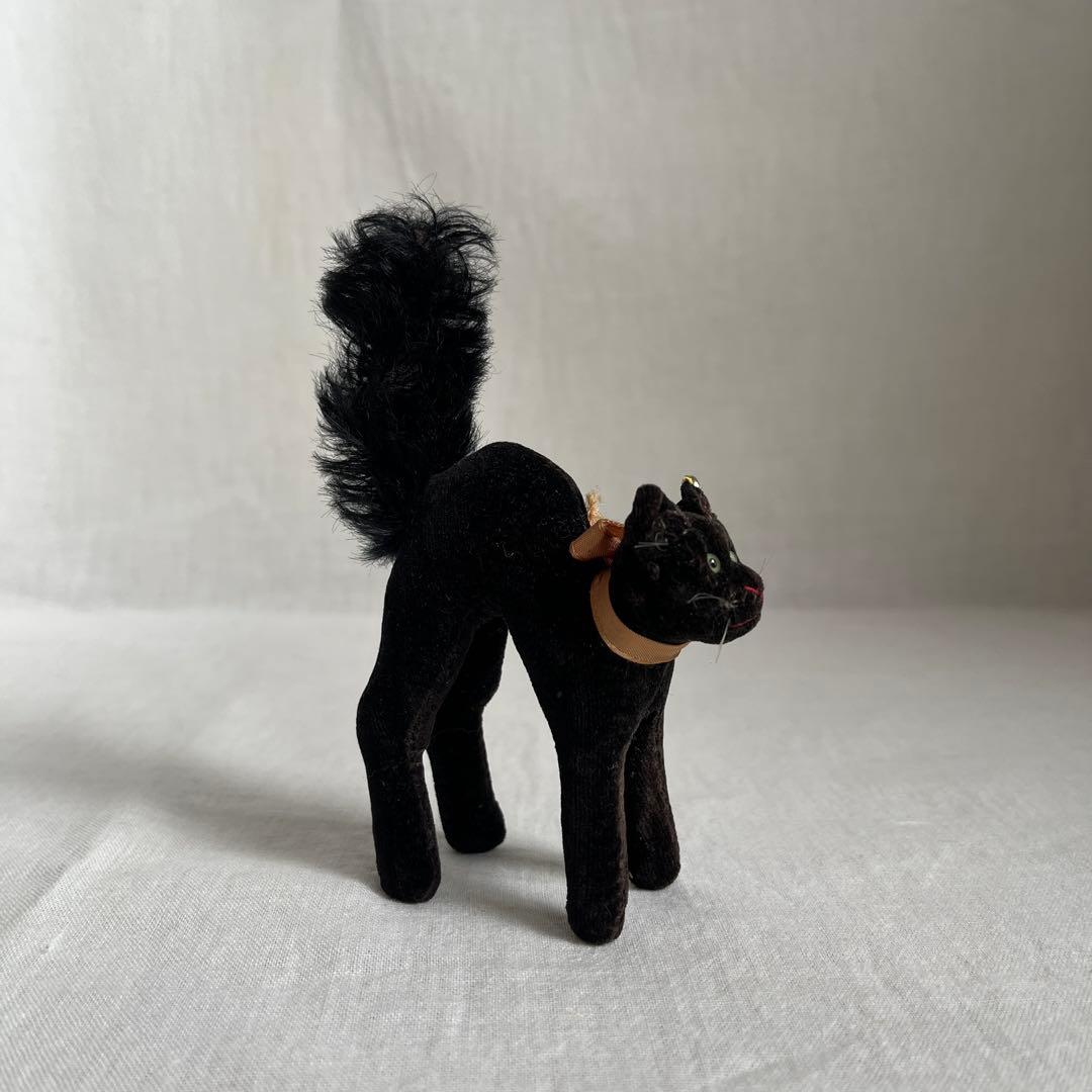 【最小】アンティーク　シュタイフ　トムキャット　黒ねこ