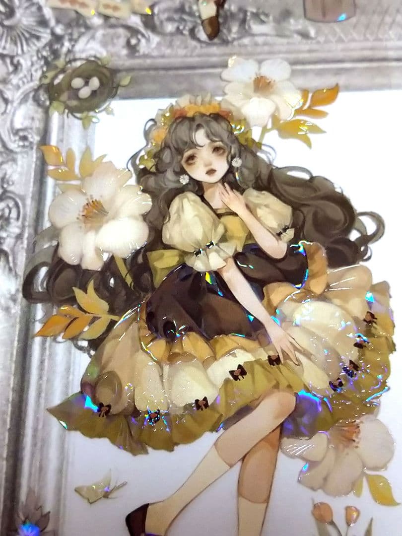 J666＃花姗翩翩(贝壳光)一木一横切り売り海外人物マステ女の子