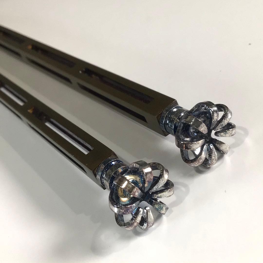 Ｐ６２７　火箸　『木村清五郎造』『菊頭』『四方すかし』『飾火箸』　共箱　茶道具