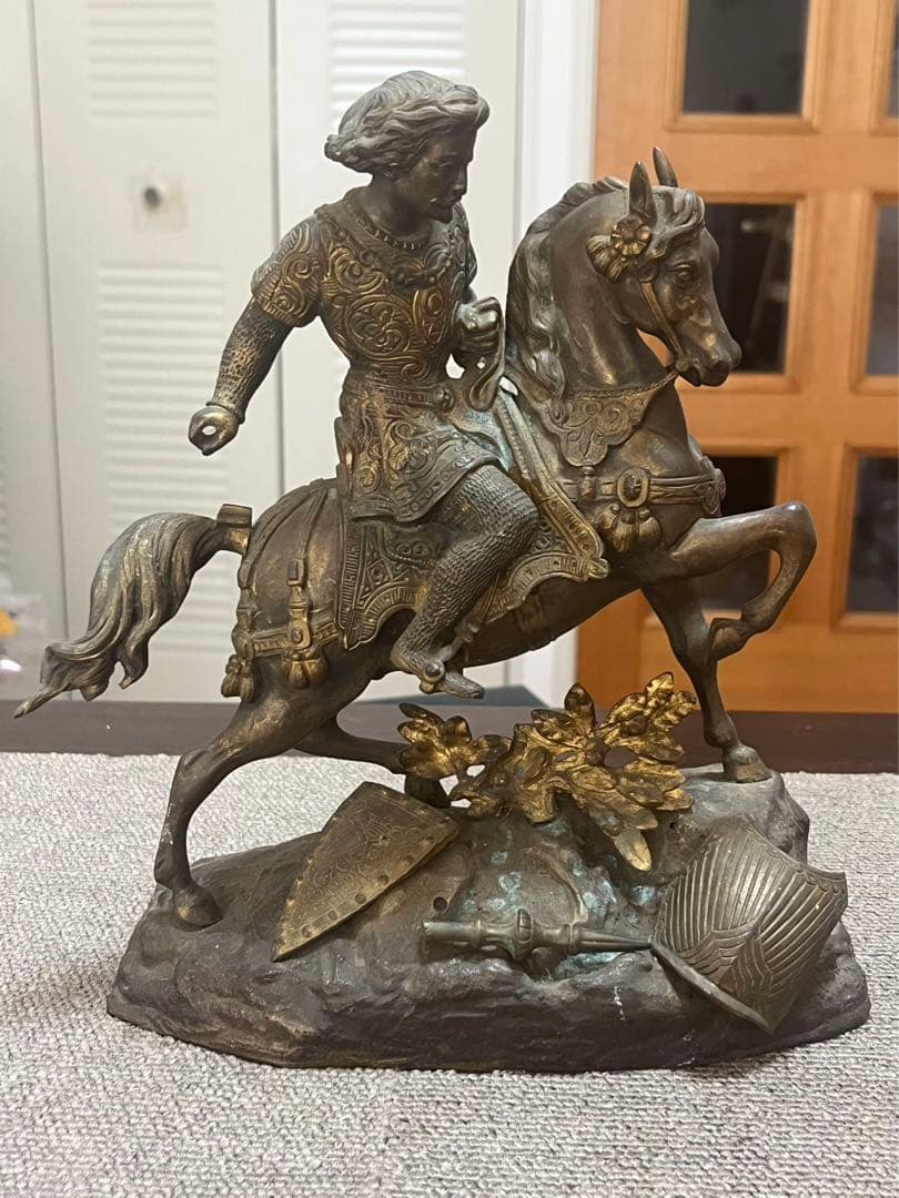 戦馬に乗る　北欧彫像置物フィギュア　真鍮　インテリア