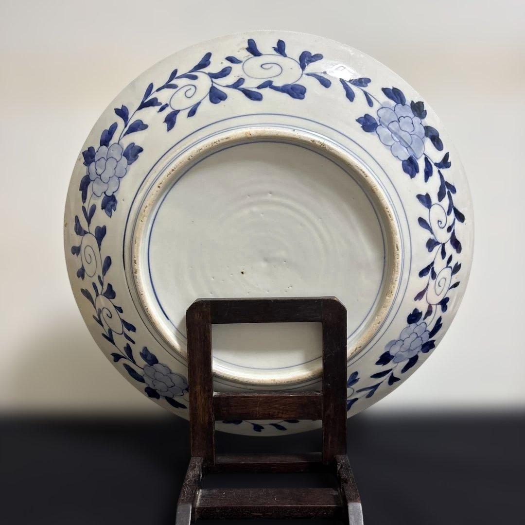 古伊万里 人物 骨董品 直径40センチ 大皿 色絵 人物馬山水図柄