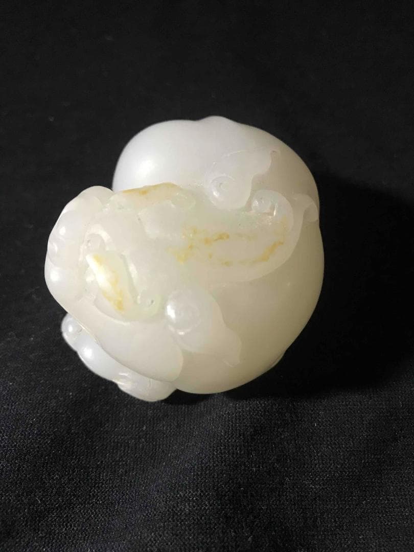 清時代　和田玉　貔貅 龍亀 瑞獣　純暖和田白玉彫り　高玉質　古玉石(F-61)