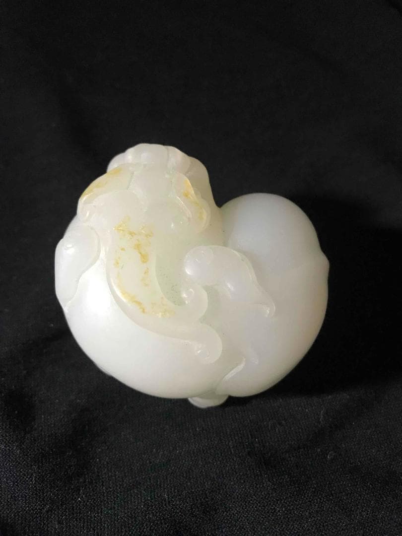 清時代　和田玉　貔貅 龍亀 瑞獣　純暖和田白玉彫り　高玉質　古玉石(F-61)
