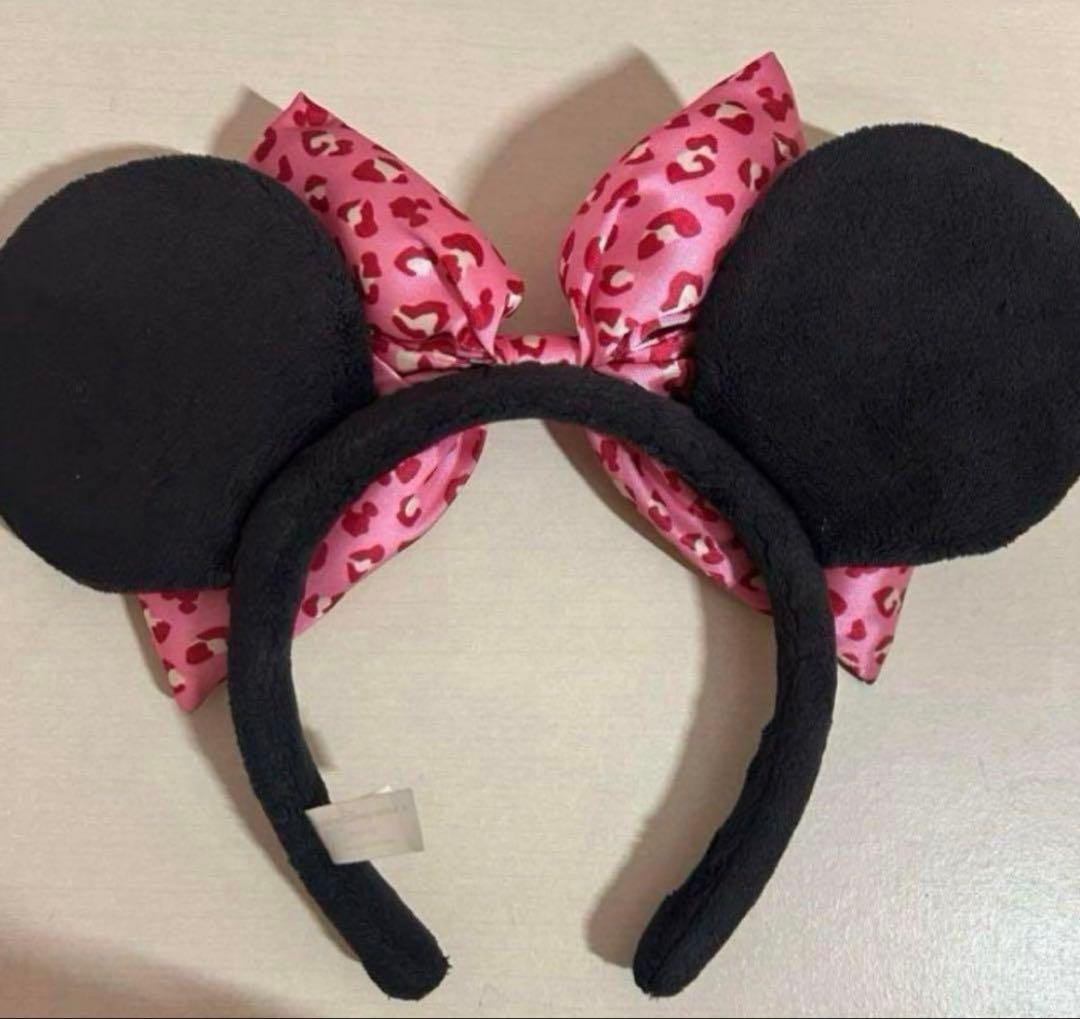 ミニー カチューシャ ヒョウ柄リボン