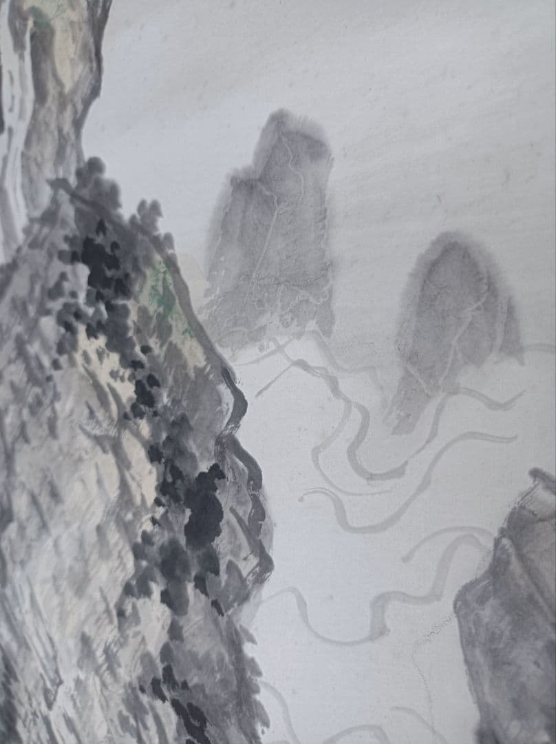 レア 肉筆 軸 縁起物 おもてなし 和室 絵 山水 漢詩 禅 中国 日本 美術