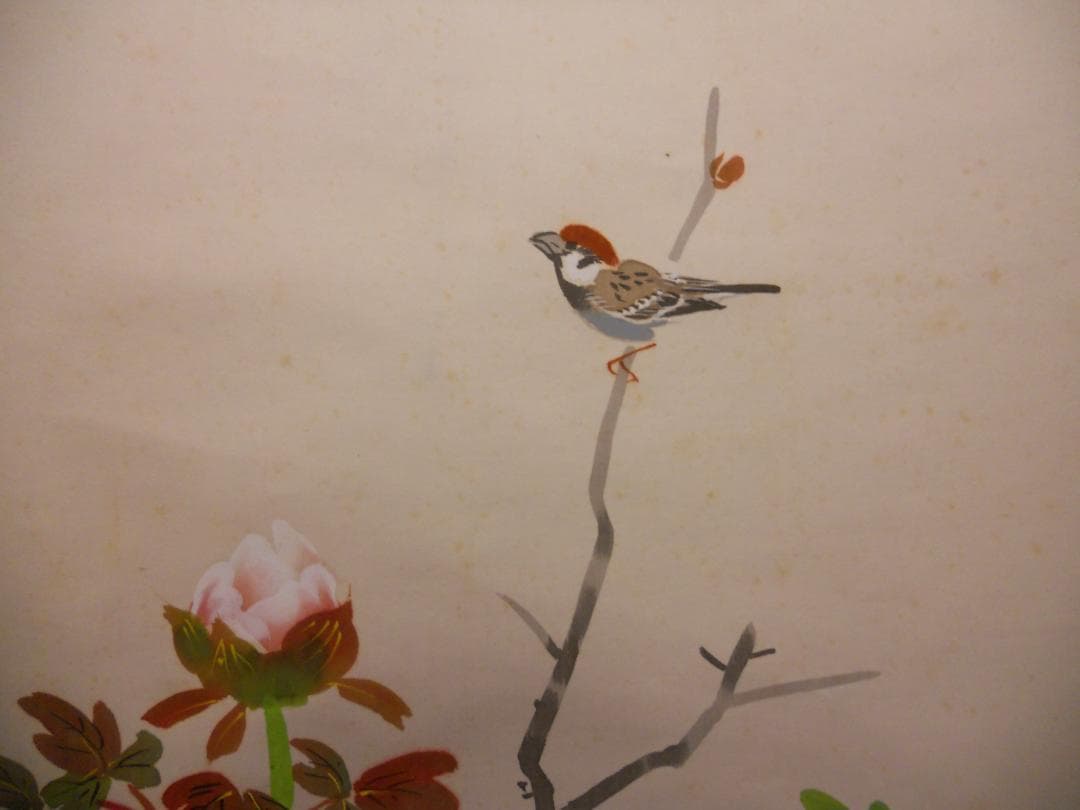 掛け軸 一畝 ばら 絹本 希少 軸装 茶道具 掛軸 です。