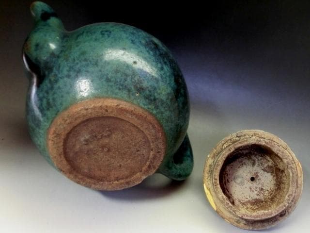 水注■水指 水次 青緑釉 昊廻昌？金継ぎ直し有り お茶道具 煎茶道具 骨董品■