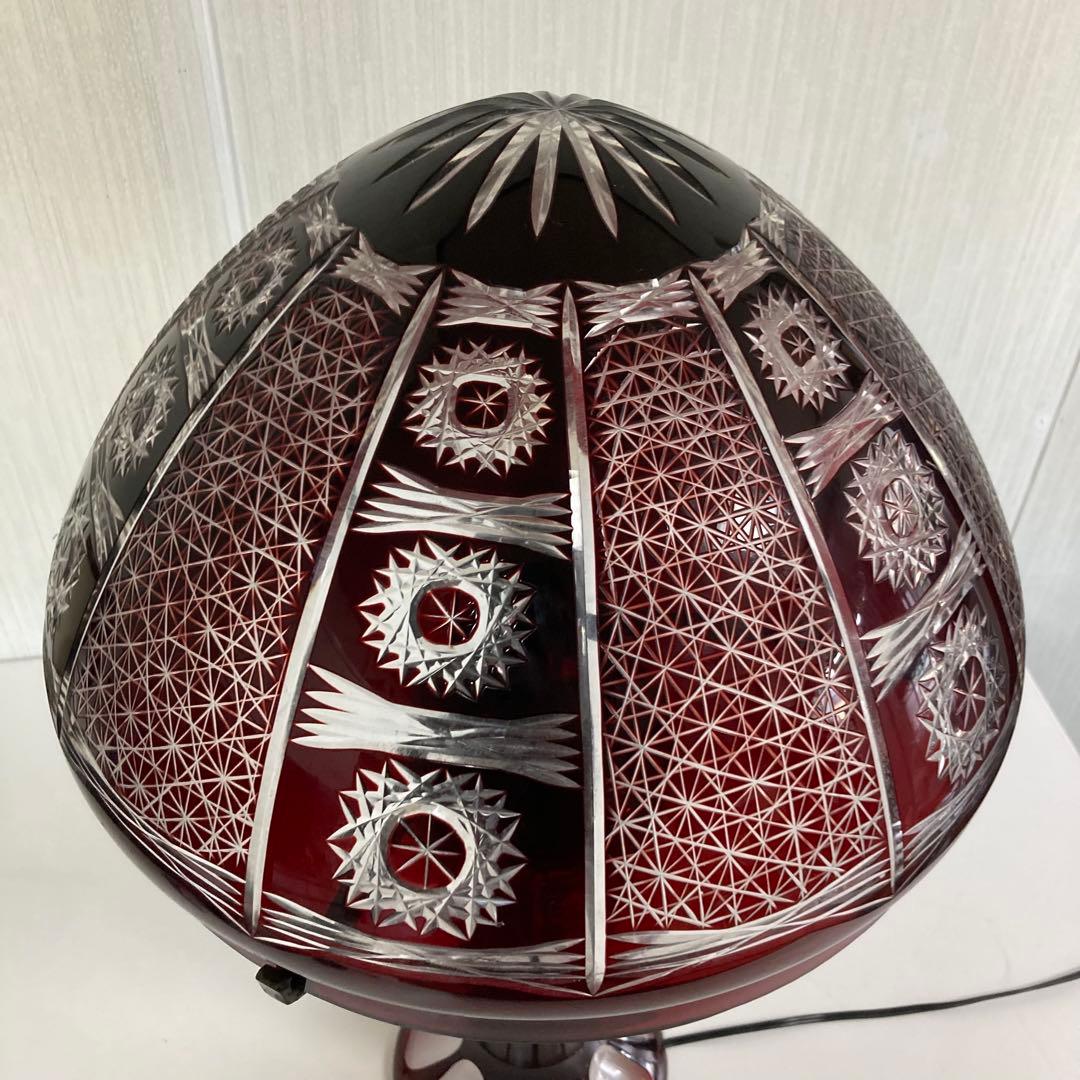 切子 卓上 テーブルランプ 昭和レトロ キノコ型 ガラス