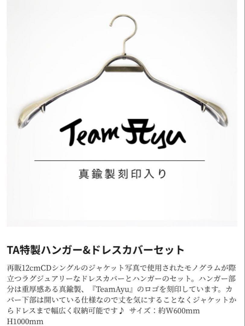 浜崎あゆみ TA特製ハンガー&ドレスカバーセット 真鍮製刻印入り　洋服カバー