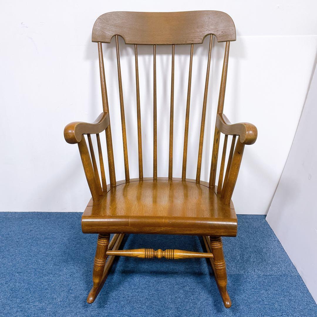 【送料込】飛騨産業 キツツキマーク アンティーク 木製ロッキングチェア②